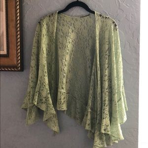 Moss green lace Shaw